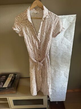 Button-Front Shirt Dress in Light Print